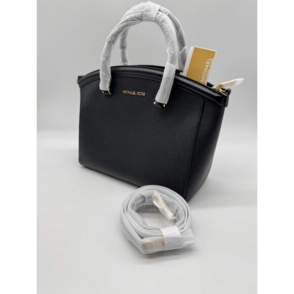 MICHAEL KORS Yara saffiano leather large dome satchel crossbody bag -Black - Picture 6 of 6